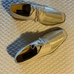 Giorgio Brutini Private Collection Men\'s Cream Satin Fabric Striped Lace Up Giorgio Brutini Private Collection 7.5M Men main image 3